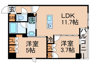 クリオラベルヴィ新富町の物件間取画像